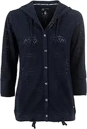 [s'questo] Women's Lace Look Casual Sweat Jacket 3/4 Sleeve Length Soquesto C´est la Vie Collection, navy, 40