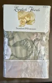 NWT Vintage 1998 English Florals Standard Pillowcase Set, 180 Thread Count