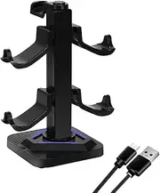 Generic RGB Game Controller Holder 8 Lighting Effects Headset Gamepad Stand with 3 USB Ports Controller Stand for Switch PS Game Controller