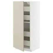 METOD / MAXIMERA high cabinet with drawers, white/Havstorp beige, 60x60x140 cm