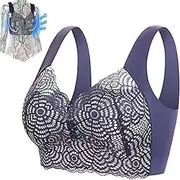2pcs Lymphvity Detoxification And Shaping & Powerful Lifting Bra, Sexy Lace Comfort Wire-free Bra blue L