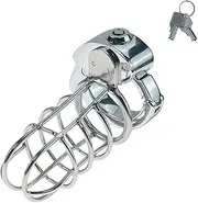 Men's Metal Hollow Chastity Lock Penis Lock Sex Toy Adjustable Penis Ring Chastity Cage Men's Training Bondage Cage Chastity Device to Prevent Erection
