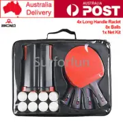 BOLI 4x Table Tennis Rackets Set 4 Ping Pong Paddles With 8Balls 1 Net Kit Set