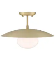 Lumanity Declan Modern Disc Satin Brass 16in Semi-Flush Mount Ceiling Light