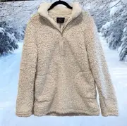 Love Tree faux fur quarter zip pullover women’s size small NWT