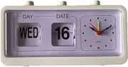 Durratou Mechanical Alarm Clock Novelty Flip Clock Desktop Digital Clock with Calendar Clock Home Decor Retro Decor,White