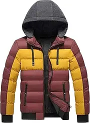 [JEShifangjiusu] Men'S Big And Tall Lightweight Puffer Jacket Quilted Warm Winter Coat Waterproof Winter Parker With Hood, Red B2, Large