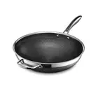 New HexClad Hybrid Nonstick 12-Inch Wok Stay-Cool Handle Dishwasher and Oven