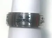 Fidget ring - silver spinner with cats. Sizes 7, 9, 10. (FR30)