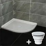 800x1000mm Extra Strong Acrylic Fiberglass Curved Shower Base, 800 x 1000mm / White Plastic