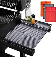 WEZCHUGHAOL Griddle Mat Barbeque Grill Accessories Tools for Blackstone, Side Shelf Mat Grill Pad for Outdoor Grill Kitchen Counter Spatula Silicone Mat with Drip Pad for Kitchen, Cooking ﻿ (Gray)