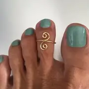 Gold Over Sterling Silver Delicate Wire Swirl Toe Ring, Silver Rings, Swirls