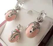 CORAL PENDANT & EARRINGS HANDMADE RUSSIAN SOLID STERLING SILVER 925