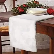 OurWarm Luxury Christmas Table Runner Snowy White Faux Fur Table Runner for Christmas Table Decorations 15 x 72 Inch