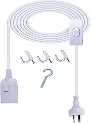 E27 Cable Cord with On/Off Switch E27 Lamp Base Holder,AU Power Plug 3M Extension Lights Bulb Cord for Bedroom Kitchen Plant Growth DIY Hanging Lanterns Pendant Light (1pcs White 3M one Touch Switch)