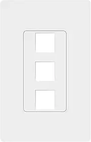 TOPGREENER 3 Port RJ45 Keystone Screwless Wall Plate, Cat5 Cat6 Jack Module Compatible, 1-Gang, Polycarbonate Thermoplastic, Glossy, White SI8873