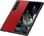 [Longstong] Mobile Phone Case Suitable for Samsung Galaxy Z Fold6 / Samsung Galaxy Fold 6 2024 (7.6 inches), Code Series Metal Leather Case Protective Cover - Red