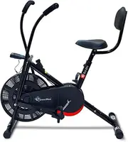 PowerMax Fitess BU-201 Dual Action Air Bike/Exercise Bike with Back Support System for Home Workout