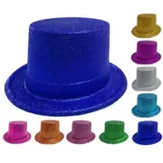 GLITTER TOP HAT Fancy Party Plastic Costume Tall Cap Fun Dress Up Sparkle