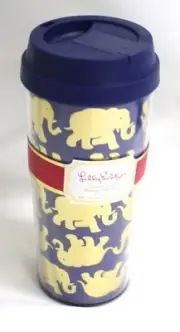 Lilly Pulitzer Thermal Mug Cup Lid Reusable Tusk in Sun Elephant Blue 16 oz
