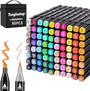 Tongfushop Alcohol Markers Double Sided Markers, 80 Colored Markers Set Fiber Tip 984ft Writable Poster Markers, Base + Handbag + Exquisite Paper Box Packaging Design with Great Gift