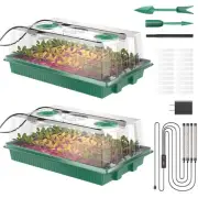 80-Cell Seedling Starter Tray with Grow Light and Humidity Dome 2 Pack