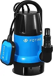 FOTING Submersible Dirty Water Pump 900 W, 14000 l/h, Maximum Discharge Height 8.5 m, Immersion Depth Max 7 m, 1HP Automatic Sump Pump with Float Switch