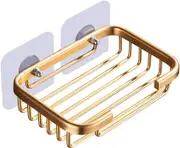Gold Bar Soap Holder for Bathroom Wall, Stainless Steel Soap Dish for Bathroom No Drilling Required,