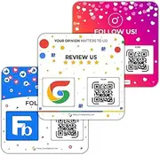 QR Plate Sign for Social Media-Get More Reviews, Followers and Boost Your presence - Review Stand - QR Code Review Sign - Ahesive on the back (3-Pack-Social-QR-Plates)