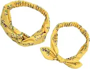 Kisangel Parent Headbands Set Knotted Elastic Hairwrap for Travel Holiday Lavender Pattern Stylish Comfortable Hair Accessories for Mom