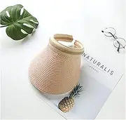 [TOMYEUS] Sun Hats Ladies Summer Sun Hat Handmade Pure Natural Raffia Sun Hat Outdoor UV Protection Straw Hat Beach Cap (Color : Lady Pink)