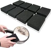 Krisler 8pc Black Carborundum Sponge Nano Emery Sponges Caspian Stone Pot Clean Brush Rust Eraser Grit Scouring Pads Pot Cleaning Pads with Carborundum Washing Kitchen Cleaner Tool(thickness-1inch)