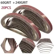 20Pcs 15x452mm Sanding Belt 60/240Grit For-M10 Sander Adapter Polishing Machine