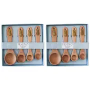 2x 4pc LVD Acacia/Metal Measuring Spoon Set Pineapple