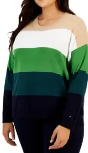 Tommy hilfiger plus size striped bubble sweater 3X multicolor