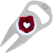 Snow Heart Love Golf Ball Marker Divot Repair Tool Bottle Opener