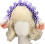 [Oxtxuzdm] Lamb Headbands Cosplay Bows Ruffle Lamb Ear Hairbands Lovely Headwear Makeup Washing Face Hairbands Birthday Party