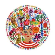 Positivity Freda 500 Piece Round Jigsaw Puzzle by eeboo Artist Carolyn Gavin