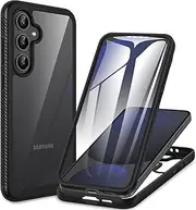 [CENHUFO] for Samsung Galaxy S24 FE Case Built-in Screen Protector, Military Grade Shockproof Clear Cover 360° Full Body Protective Rugged Phone Case for Samsung Galaxy S24 FE 5G/4G -Black