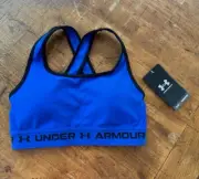 Under Armour Sports Bra Mid Compression Crossback Strappy Women's XS Blue New