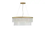 Pamela 5-Light Luxury Frosted Glass Hanging Chandelier Large Gold