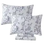 Sheet Set Floral Percale Cotton Toile Sheets Luxury California King Light Blue