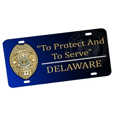 Police Law Enforcement Delaware Thin Blue Line Aluminum Sign License Plate