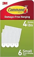 Command Small Picture Hanging Strips [Removable]: 6 Pairs (White)