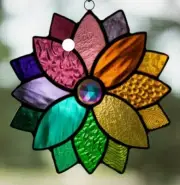 COLOUR SPECTRUM DAISY FLOWER Australian Stained Glass SUNCATCHER Mother's Day