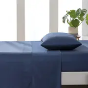 ESSN 500TC Cotton Sateen Flat Sheet Navy -King Bed