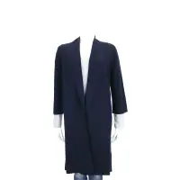 在飛比找Yahoo奇摩購物中心優惠-ALLUDE 深藍色開襟長版七分袖針織外套(100%WOOL