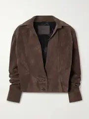 [16ARLINGTON] 16ARLINGTON - Erco Cropped Suede Jacket - Brown - UK 8 UK 8 Brown