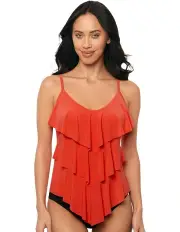 [Magicsuit] Rita Slimming Tiered Tankini Top in Blaze