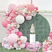 Pink Gold Balloon garland kit 135Pcs Pastel Pink and Gold white balloons for Sweet Birthday Party Princess theme Decorations